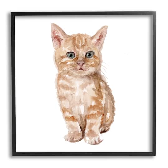 Stupell Industries Tabby Cat Kitten Watercolor Portrait Nursery Animal Framed Wall Art